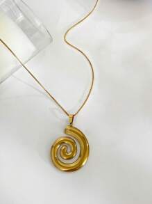 1 colar com pingente de concha espiral e estrela do mar em aço inoxidável estilo europeu e americano, a melhor opção de presente de joia para mulheres, adequado para uso diário
