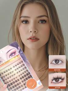 Mlen Diary 睫毛簇，132 件 C 卷 9-14 毫米独立睫毛，DIY 漫画睫毛，可重复使用的自然蓬松睫毛，在家睫毛簇、睫毛簇、独立睫毛、睫毛、假睫毛