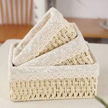 1 Stück gewebter Desktop Aufbewahrungskorb für Snacks, Kosmetik, Spielzeug, etc. Haushalts Vliesstoff Mehrzweck Organizer für Kaffeetisch oder Schlüsselkorb