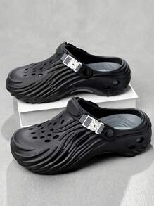 Men's Slip-On Sandals 2025 New Summer Thick Sole Anti-Slip Durable One-Piece Soft Bottom Comfy Men's Slippers, Hollow Breathable Soft Cushioned EVA High Rebound Rubber Outdoor Driving Casual Beach Sandals Back To School
