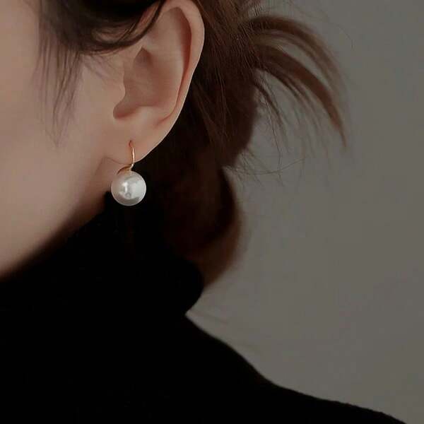 1 Pair Unique S925 Sterling Silver & Faux Pearl Retro Elegant Earrings, Suitable For Women For Daily Wear & Vacation