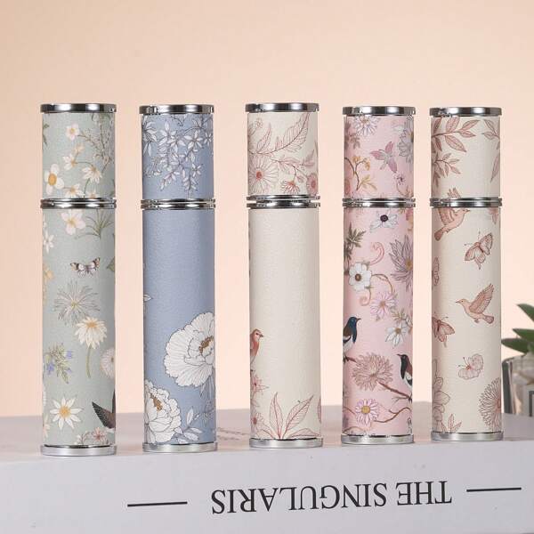 10ml Refillable Perfume Bottle – Luxury Glass Core With Floral Leather Wrap, Elegant Travel Atomizer