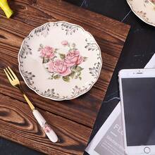 Élégant set de 4 assiettes à dessert en céramique blanc ivoire - design à bordure florale pour les collations, le beurre, les os et plus encore - parfait pour les fêtes, les mariages, le thé de l'après-midi et les restaurants - Multicolore - Voir 5