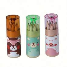 12 Colors Mechanical Pencil Set With Built-In Sharpener, Cute Panda Themed Colored Pencils With Wooden Stand And Sharpener - Great For Students, Artists, And Party Decorations, Party Supplies | Back To School, School Opening Gifts, Fun Design | Wooden Stand, Pencil Organizer, Birthday Gift - Christmas Gift - Easter Gift - Valentine's Day Gift - Perfect Gift