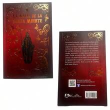 Santa Muerte negra 15 cm vestida biblia Santa Muerte protección justicia y rompimiento de energías negativas estatua espiritual colección protección esotérica libro espiritualidad altar - Negro - Ver 4