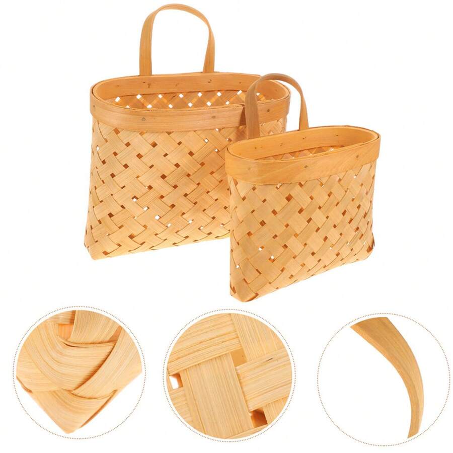 2 Piezas Cestas tejidas para colgar en la pared, cestas colgantes de cocina, cestas tejidas para colgar objetos varios - 1 - Ver 1
