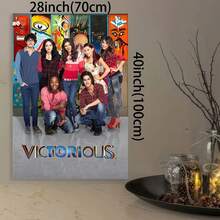 Framed Room Decor Victorious TV Show Cast Canvas Print, Cloth Poster, Decorative Group Shot Wall Art For Home, Office, Bedroom, Living Room, Cafe Decor, Festival Gift Idea - 裱框 - 查看 3