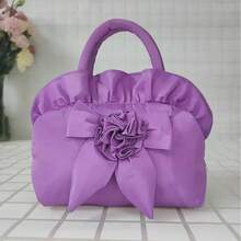 1 件女士手提包，新款纯色中号拉链夏季钱包购物手提包 - 花卉图案，涤纶材质，可手洗或专业干洗，节日主题，涤纶衬里，无边漆