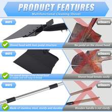 Multifunctional Heavy-Duty Steel Garden Shovel – 136cm Adjustable Handle, For Weeding, Digging, Lawn Edging & Ice Removal - Black - View 7