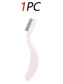 4/2/1pc New Stainless Steel Eyelash/Eyebrow Comb With Curved Plastic Handle, Portable Eyelash Mascara Brush, Makeup Brush, Anti-Crossed Fly Leg Beauty Tool