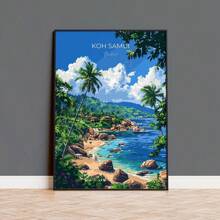 1 peça/3 peças Pôsteres de arte de parede Moldura opcional Viagem moderna Paisagem de viagem Pôsteres de cidade Ilhas da Costa Azul Dias ensolarados Belas paisagens Pintura em tela Arte de parede Adequado para decoração de quarto e casa