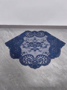 1 pezzo di tessuto con bordo in pizzo, dimensioni 128cm x 58cm, bordo in pizzo blu navy per accessori di abbigliamento, paralumi, tovaglie