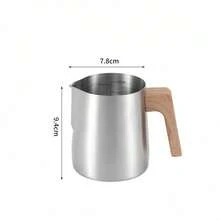 1Pc Upgraded Anti-Scalding Wood Grain Handle Coffee Milk Frothing Pitcher Jug, 304 Stainless Steel, With Accurate Inner Scale, Eagle-Mouth Precise Control Of Milk Froth Flow Rate, Suitable For Beginners To Make Milk Froth, Professional Coffee Milk Froth Cup, Easy To Clean, Professional Grade Trowel Experience, Creating Dense Milk Froth, Office And Home Coffee Utensil 350/580ml Back To School - Multicolor - View 17