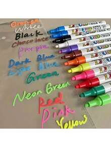 [返校礼物] 1/12支荧光色液体粉笔，适用于黑板、玻璃窗、可擦车窗标记、复活节、万圣节和圣诞节礼物 - 彩色 - 查看 2