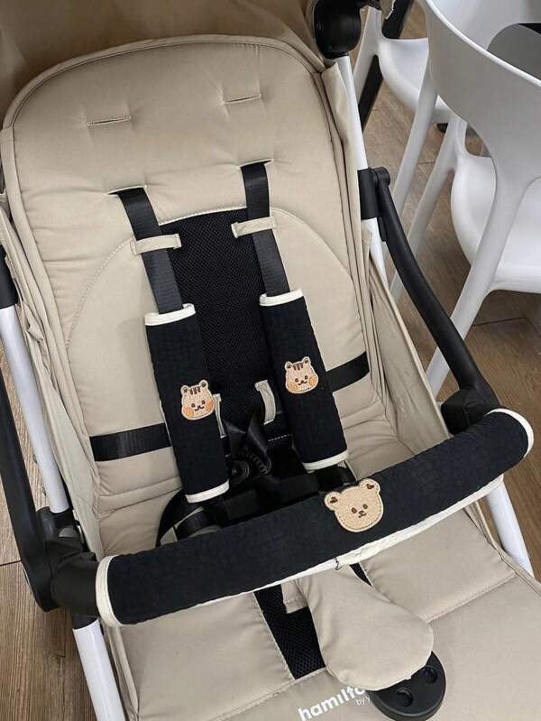 Conjunto de 3 peças de protetor frontal para guidão de carrinho de bebê e capa de ombreira, acessórios para carrinho de bebê