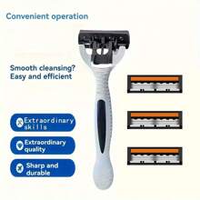 Men's 3-Layer Manual Shaver Set With Anti Slip Handle, Multiple Replacement Blades And Knife Holder Box - Perfect For Trimming Beards And Beards, Men's Grooming Set | Stylish Shaver Design | Durable Shaver Set, Beard Grooming Set