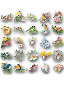 SCXXBSW 50pcs Watercolor Bird Cartoon Graffiti Stickers Decorative Water Cups Notebook Luggage Double Transparent Waterproof Stickers - Multicolor - View 12