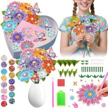 10件套钻石画花卉蝴蝶套装，彩色花朵钻石画工艺花束DIY礼物钻石画套装，创意生日礼物派对装饰 - 彩色 - 查看 13