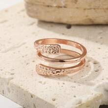 2 件锤纹设计开口可调节波西米亚风格戒指，适合女士、派对和日常佩戴礼物 - 紅銅色 - 查看 5