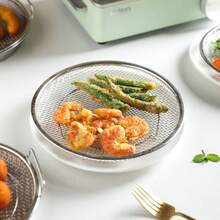 (1 Set) Round Shaped Oil Strainer Tray With Handle & Filter Net, Stainless Steel Portable Kitchen Drain Basket, Multi-Function Washing Basin - Multicolor - View 5