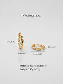 1pc 925 Sterling Silver Twist Hoop Earrings, Hypoallergenic Gold Cartilage Hoop, For Women And Men Daily Wear(Sold As 1piece, Not 1 Pair)