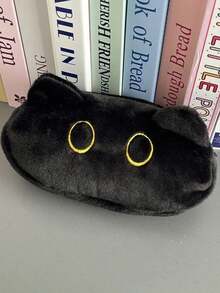 1个黑色毛绒猫咪铅笔盒，可爱猫咪化妆包，高性价比大容量文具收纳铅笔盒，万圣节礼物，圣诞节礼物 - 彩色 - 查看 7