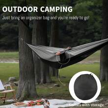 Hammock With Mosquito Net, Sturdy Outdoor Hammock, Anti-Rollover And Tilting, Mosquito And Insect Repellent, Large Space, Double Use, Easy To Store And Light, Large And Comfortable Space, Suitable For Camping, Travel, Picnic, Hiking, Weekend Trips, Outdoor Adventures, Courtyard Garden Use - Black - View 3