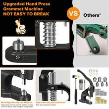 Heavy-Duty Hand Press Grommet Kit - Includes Punch Tool, 3 Dies, Hammer & 1500pcs Gold+1500pcs Silver Eyelets For Fabric, Leather & Crafts - Black - View 5