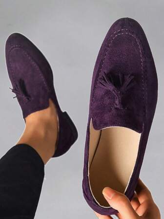 Men's Slip-On Loafer Shoes With Tassels, Low Top Casual Leather Shoes British Style Leisure Breathable Sneakers