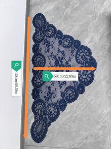 1 pezzo di tessuto con bordo in pizzo, dimensioni 128cm x 58cm, bordo in pizzo blu navy per accessori di abbigliamento, paralumi, tovaglie