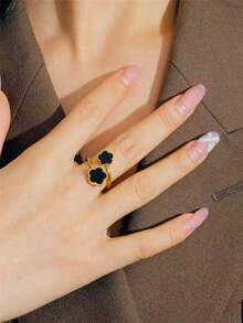 TONSI 1 chiếc nhẫn đơn hình vỏ sò bằng thép không gỉ mạ vàng 18K kiểu Hàn Quốc thanh lịch và quyến rũ, thích hợp làm quà tặng tốt nghiệp/lễ hội, kèm hộp quà trang sức dành cho nữ. - Hộp quà tặng nhẫn - Xem 5