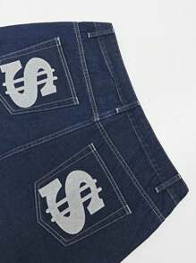 Jeans casuales de pierna recta GlobeSwift para hombres, estilo europeo y americano con estampado de letras, marca de ropa urbana