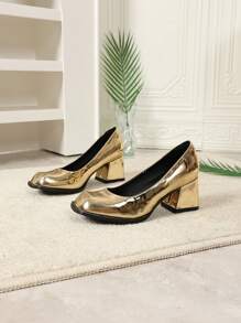Chaussures style rétro Babies française, nouveaux talons hauts pour femmes au printemps, chaussures  de style coréen, talons carrés épais de grande taille, couleur unie, pumps