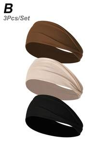 3条/6条装女士弹力宽运动头带，纯色，休闲户外跑步时尚发饰，头巾式头带，秋冬季发带蝴蝶结，适合度假装扮，女士优雅围巾，女士头巾，柔软头巾 - 彩色 - 查看 19