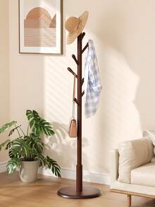 LKZ Solid Wood Coat Rack, Free Standing Tree-Shaped Coat Rack With 8 Hooks, Max Load 40kg, Suitable For Hats, Bags, Clothes And Scarves, Can Be Placed In Bedroom, Living Room, Office And Entryway - Brown - View 1
