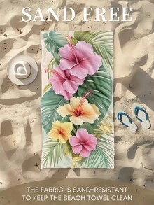 1条印花沙滩巾，花卉图案泳衣巾，浴巾，时尚沙滩巾，超强吸水浴巾，适用于浴室、游泳、健身、瑜伽，柔软舒适的超细纤维毛巾，轻便易携，防风防晒，防沙，适合夏季旅行、度假、浴室装饰，可选带或不带收纳袋，推荐常规尺寸和大号尺寸（小号毛巾尺寸为35*75厘米，建议150厘米及以上）。 - 彩色 - 查看 5