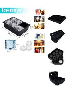 4/6/8 格大冰格模具巨型特大号硅胶冰块方形托盘模具 DIY 制冰机冰格