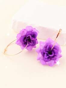 2pcs Fashionable Elegant Vivid Purple Rose Hoop Earrings, Suitable For Women For Daily Wear, Party, Outdoor Activities