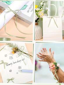 1/2pcs 100 Yards Green Ribbon Double Faced Light Green Ribbon Thin Ribbons For DIY Crafts Gift Wrapping Party Graduate Festive Party Decorations(100 Yards 1/8 Inch )