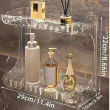 1套透明多层浴室收纳架，适用于浴室收纳、护肤品摆放、双层浴室置物架、家居卫浴收纳、酒店收纳、收纳洗漱用品、桌面护肤品收纳盒、沐浴用品收纳盒、便捷的可移动浴室收纳盒。适用于毕业礼物、单身派对礼物、伴娘礼物、父亲节礼物。 - 無色 - 查看 3