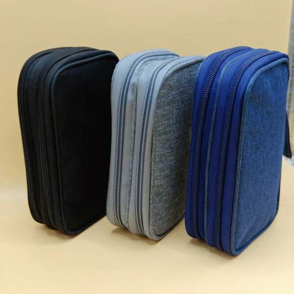 1pc Multifunctional Organizing Pouch Nylon Multiple Pockets Handbag Organizer With Mesh Grid Large Capacity Purse Large Dual-Zipper Toiletry Bag With Multiple Compartments For Women/Men Short Distance Travel Toiletries Bag Travel Essentials Storage Bag For Back To School Waterproof Electronic Storage Bag Travel Accessories Vacation Summer Holiday
