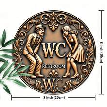 1 pieza de arte de pared 2D plano, Letrero de madera redondo vintage para baño, decoración de pared de madera redonda, fácil de colgar, tamaño 20x20cm 7.8x7.8 pulgadas, hecho de madera, adecuado para decoración del hogar, cocina, restaurante, dormitorio, jardín, baño, garaje, hotel, oficina, bar, decoración de habitaciones, decoración de dormitorio - Multicolor - Ver 2