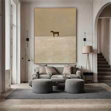 1 件无框北欧风格帆布墙画，奢华欧洲马在草地上行走，墙面艺术品，抽象帆布，粗糙纹理的现代墙画，适合家庭、办公室、客厅、卧室的优质墙面装饰，图案艺术品，节日礼物，美观