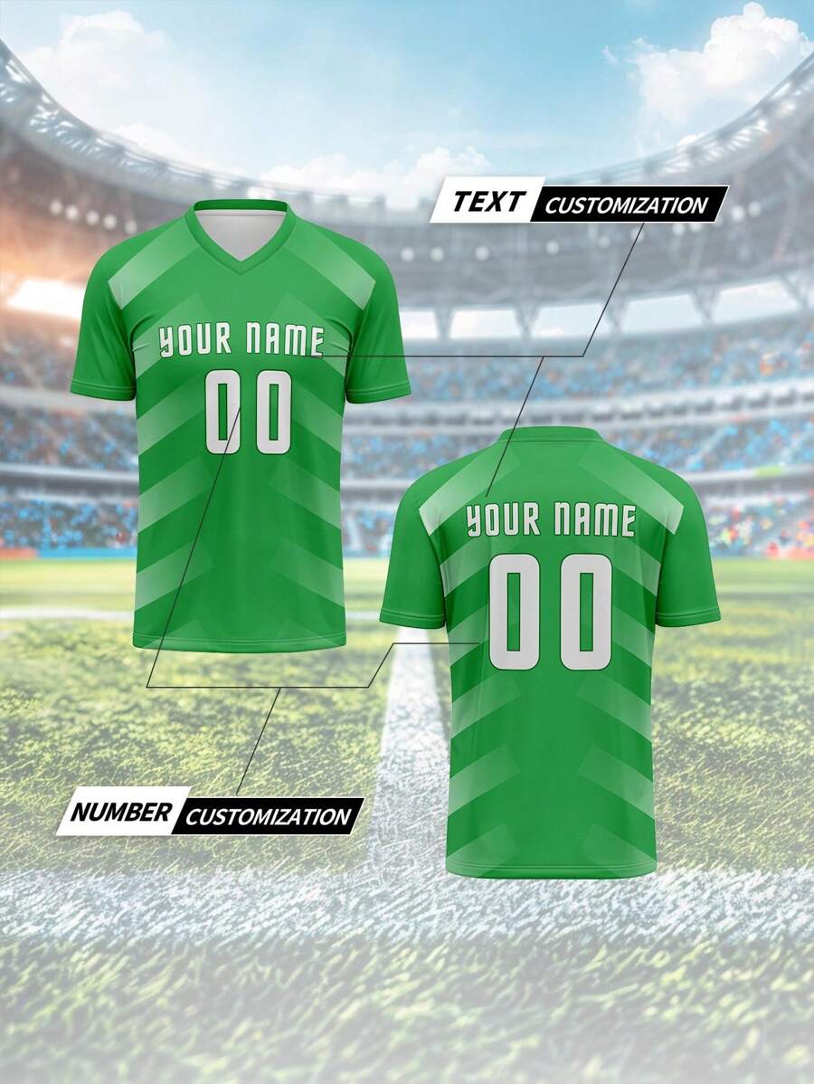 定制 2025 年运动服，男式 V 领足球俱乐部训练上衣，前后印有姓名、号码、徽标，适合日常、休闲、派对、聚会穿着