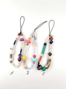 Șnur de telefon cu mărgele, stil boho, lucrat manual, pandantiv pentru curea de cameră, țesut cu mărgele, decor proaspăt