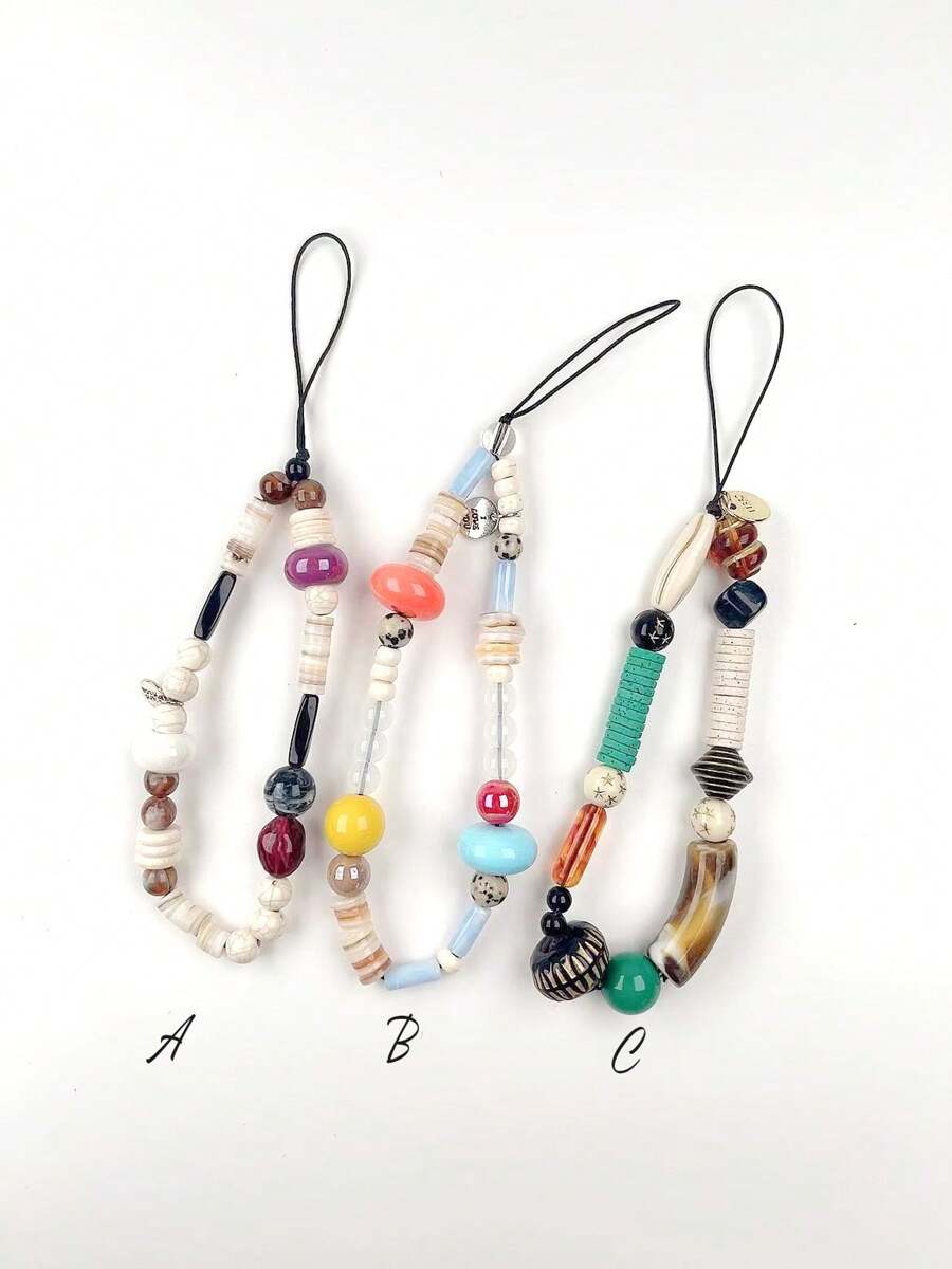 Șnur de telefon cu mărgele, stil boho, lucrat manual, pandantiv pentru curea de cameră, țesut cu mărgele, decor proaspăt