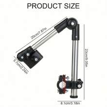 Regulowany uchwyt na parasol ze stali nierdzewnej do wózka inwalidzkiego i roweru – składana konstrukcja z obrotowym złączem, ochrona przed słońcem i deszczem, akcesoria do wózków dziecięcych, rama w 100% metalowa, czarny, wielofunkcyjny uchwyt na parasol | Konstrukcja łącząca | Konstrukcja ze stali nierdzewnej