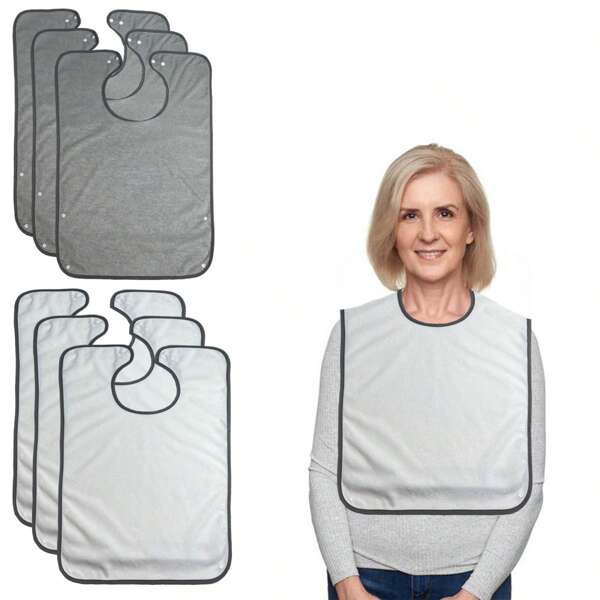 Juego de 3 baberos para adultos, de material impermeable, adecuados para personas mayores y discapacitadas, cubiertas protectoras de ropa para adultos, organizador de bolsos