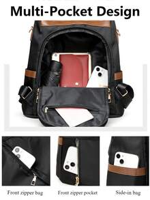 Women's Anti-Theft Casual Nylon Backpack, Multi-Functional Fashion Everyday Bag, Multi-Pocket Lightweight Travel Bag, Large Capacity Minimalist Bookbag, Convenient Backpack Suitable For Students, Nurses, Teachers, Business Professionals, Travel, Commuting, Shopping, Office, Dating, Hiking, Training, Work And More. Also An Ideal Birthday Or Holiday Gift. - Multicolor - View 7