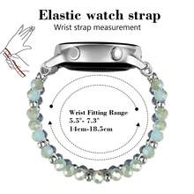 20mm Handmade Elastic Crystal Beaded Bracelet Strap Compatible With Samsung Galaxy Watch7/6/5/4 40/44mm, Active 2, Watch 4 Classic 42mm/46mm, Watch 5 Pro 45mm - Silver - View 5